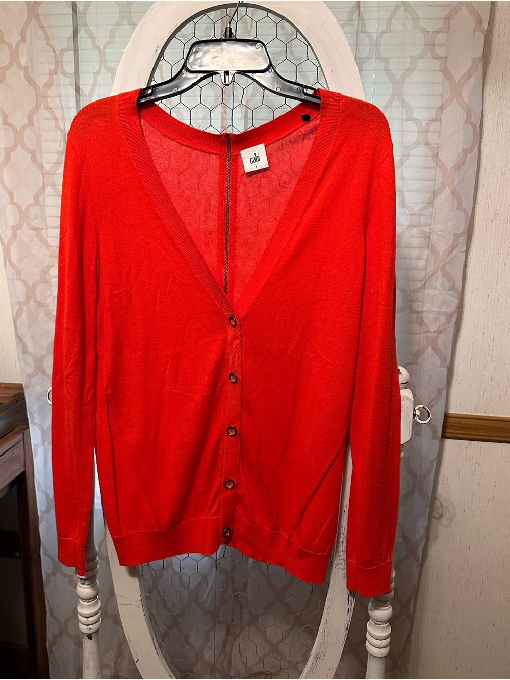 CAbi Red V-Neck Button Cardigan